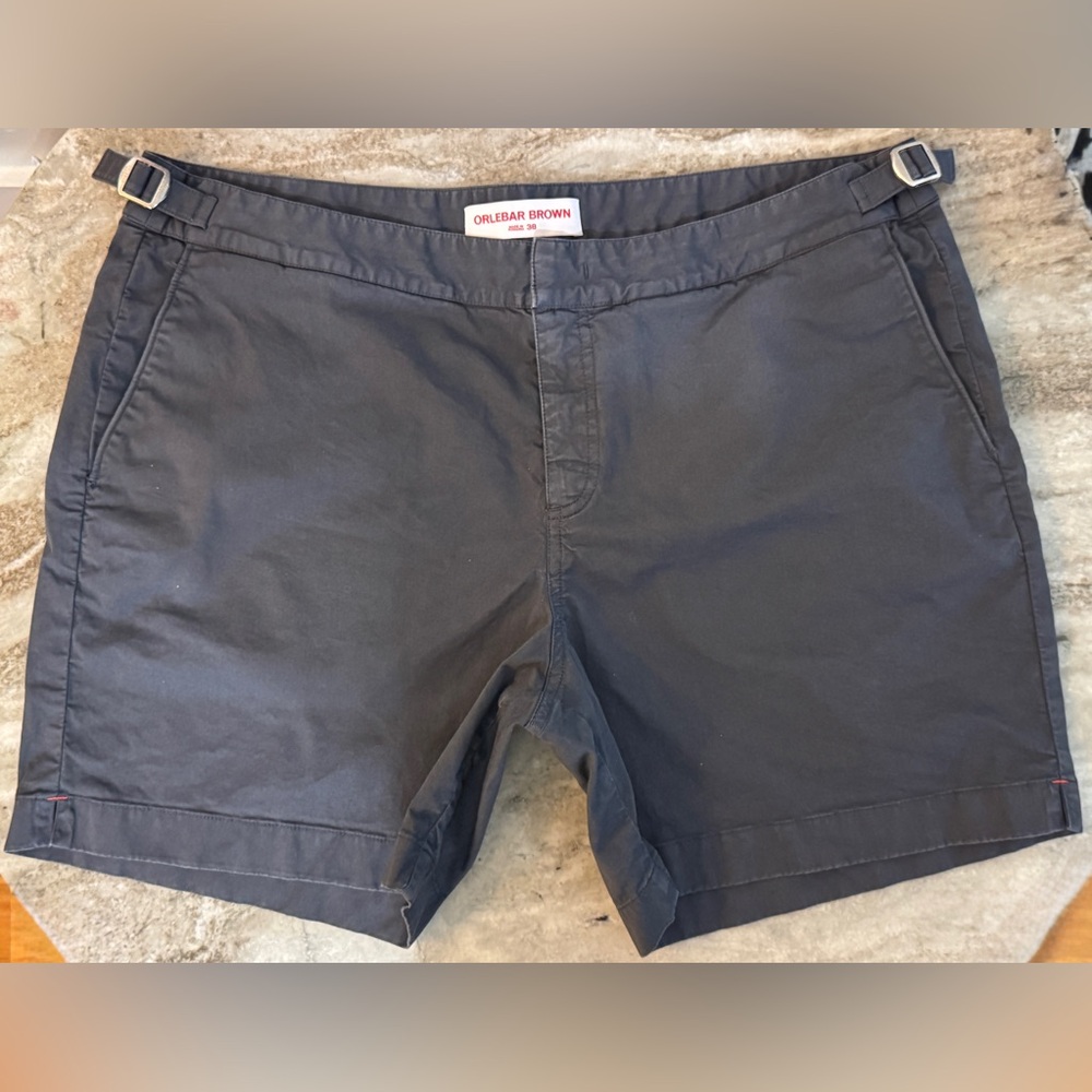 Orlebar Brown Side Tab Shorts 38 Charcoal Gray Chino Pants Cotton Blend $400